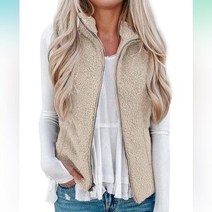 LOMON Womens Fuzzy Sherpa Fleece Jacket Lightweight Vest Cozy